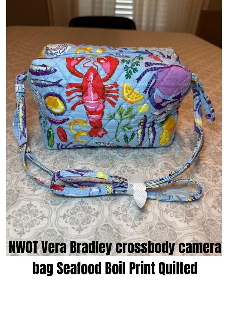 Vera Bradley crossbody camera bag Seafood Boil Print Quilted